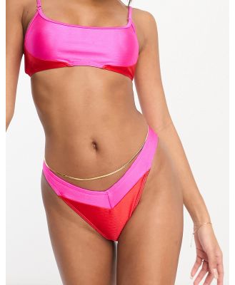 South Beach high rise bikini bottoms in pink and red