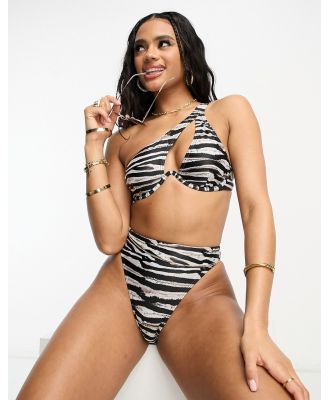 South Beach mix & match high waist bikini bottoms in zebra print-Multi