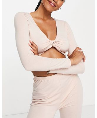 South Beach polyester yoga twist front top in pink