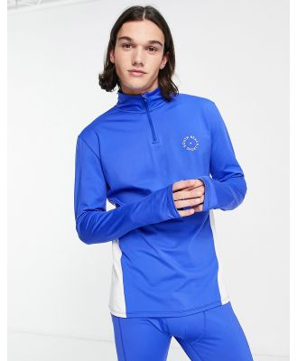South Beach ski fleece back 1/4 zip long sleeve top in blue