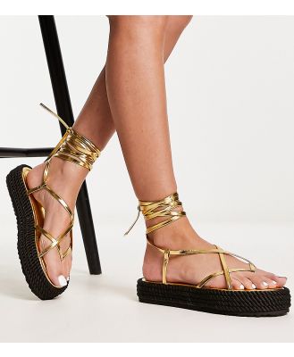 South Beach strappy rope sandals in gold