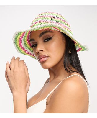 South Beach straw bucket hat in multi