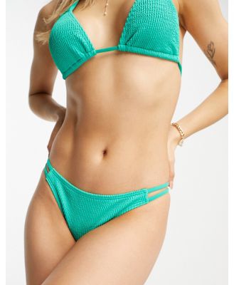 South Beach textured double strap bikini bottoms in green