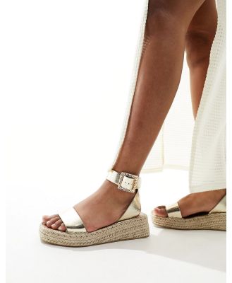 South Beach two part espadrille sandals in gold