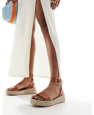 South Beach two part espadrille sandals in tan-Brown