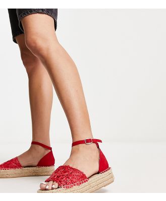 South Beach woven flatform espadrille sandals in red