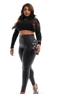 Spanx Plus faux leather high waist sculpting leggings in black