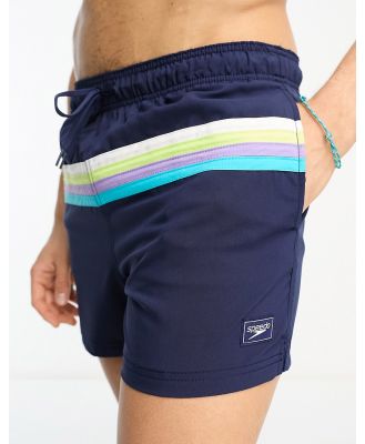Speedo colourblock volley 14 watershorts with stripes in navy