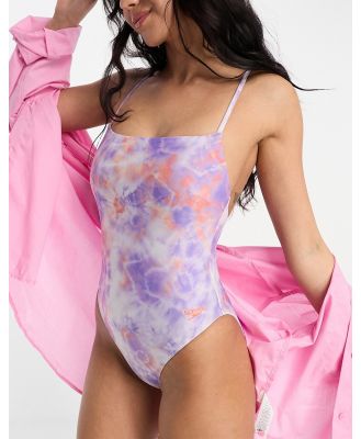Speedo printed thinstrap adjustable swimsuit in purple