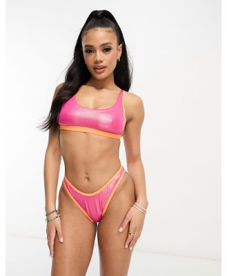 Speedo solid foil scoop bikini bottoms in pink