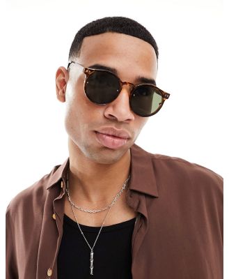 Spitfire Post Punk round sunglasses in tort with black lens-Brown