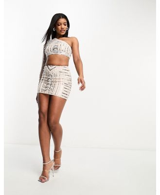 Starlet embellished mini skirt in silver and white (part of a set)