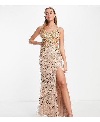 Starlet exclusive cut-out embellished maxi dress in gold