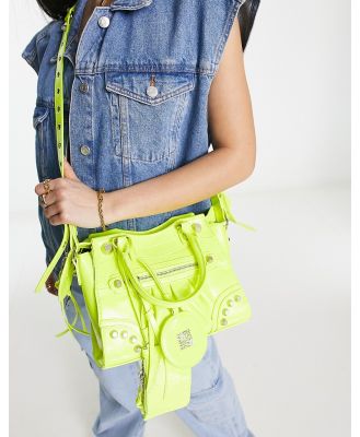Steve Madden Bcelia tote bag with cross body strap in neon yellow