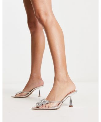 Steve Madden Litzy heeled mules with butterfly diamante trim in clear