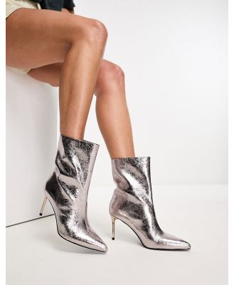 Steve Madden Lyricals ankle boots in crinkle pewter-Silver