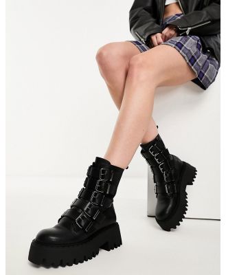 Steve Madden Out-Reach chunky buckle ankle boots in black