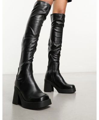 Steve Madden Seasons heeled over the knee boots in black PU