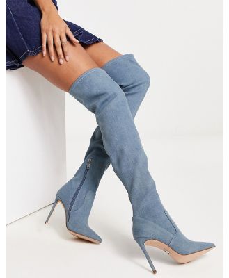 Steve Madden Vava over the knee boots in stretch denim-Blue