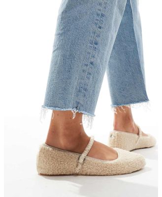 Steve Madden Vinetta-F ballet flats with strap in natural fluffy borg-Neutral