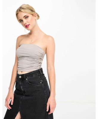 Stradivarius longline bandeau top in taupe-Brown