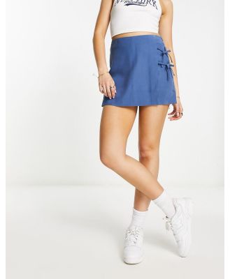 Stradivarius rustic wrap skort in blue