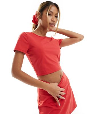 Stradivarius sport baby tee in red (part of a set)