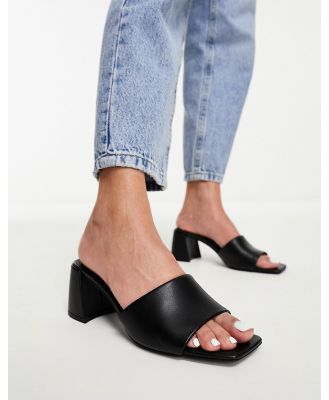 Stradivarius square toe chunky heeled sandals in black