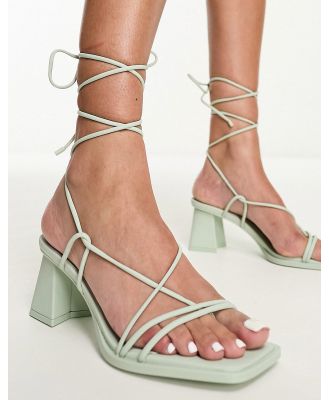 Stradivarius strappy heeled sandals in mint-Green