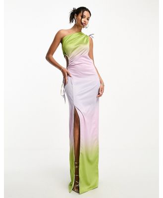 Style Cheat one shoulder satin midaxi dress in ombre-Multi