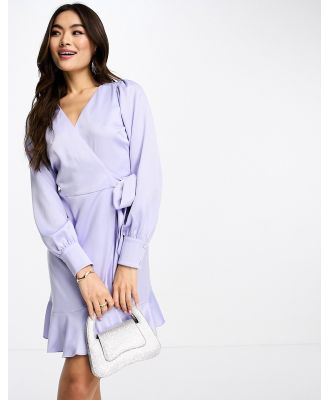 Style Cheat satin wrap mini dress in lilac-Purple
