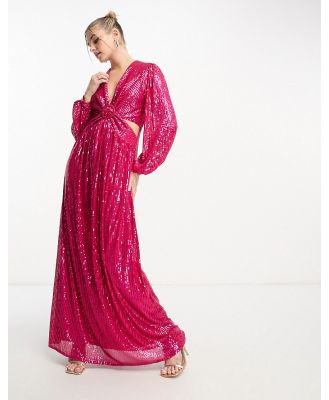 Style Cheat sequin cut-out maxi dress in bright pink