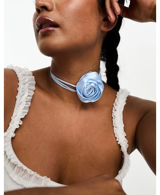 SUI AVA La Mia rose corsage necklace and belt in light blue
