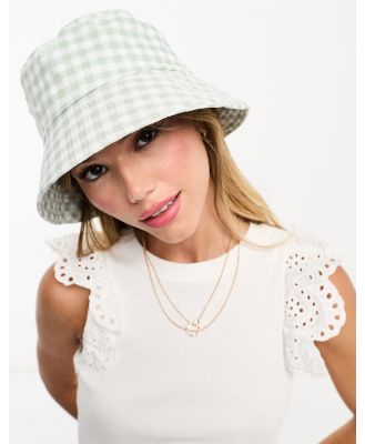 SVNX gingham bucket hat in green and white