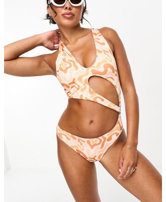 Swim Society Tinea asymmetric one shoulder swimsuit in orange swirl print