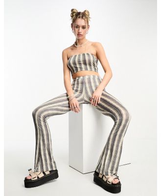 Tammy Girl slinky fit and flare pants in multi frayed stripe (part of a set)