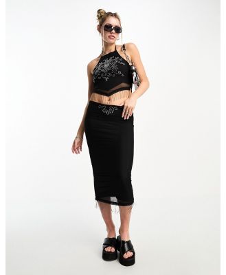 Tammy Girl tassel midi skirt with rhinestones in black (part of a set)