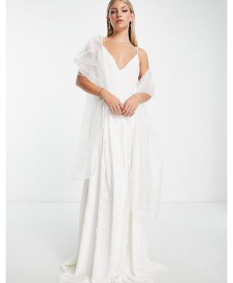 TFNC Bridal minimal shawl in ivory-White