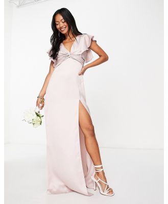 TFNC Bridesmaid twist front maxi dress in pink