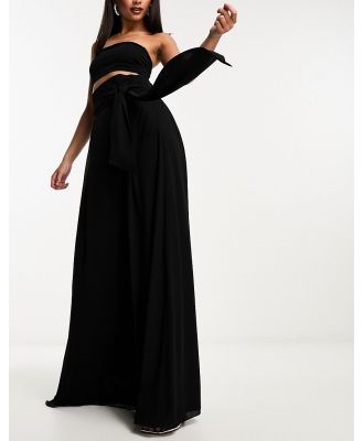 TFNC maxi skirt with self tie waistband in black