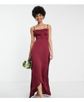 TFNC Tall Bridesmaid satin cami dress in berry-Purple