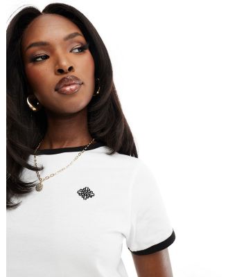 The Couture Club emblem ringer contrast baby tee in white