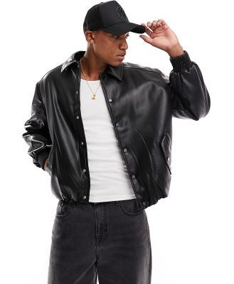 The Couture Club faux leather bomber jacket in black