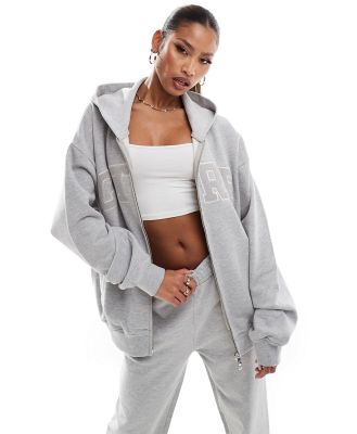 The Couture Club logo zip up hoodie in grey (part of a set)