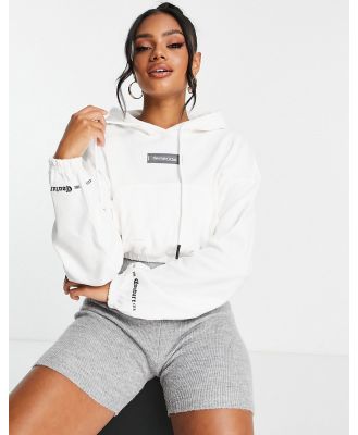 The Couture Club lounge gothic ribbed crop hoodie in white (part of a set)