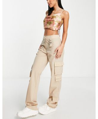 The Couture Club multi pocket cargo pants in cream-White
