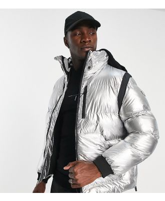 The Couture Club puffer jacket in textured metallic grey