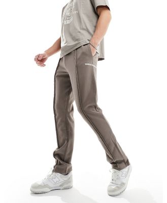 The Couture Club raw seam straight leg trackies in brown (part of a set)
