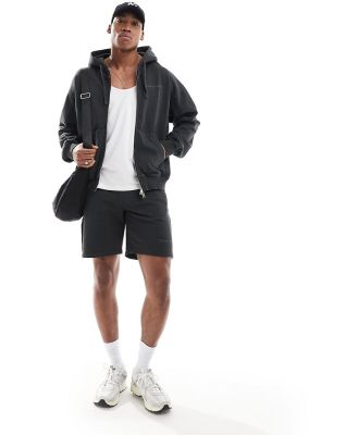 The Couture Club raw seam zip through hoodie in charcoal (part of a set)-Grey