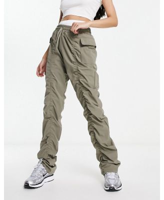The Couture Club ruched straight leg pants in khaki-Green